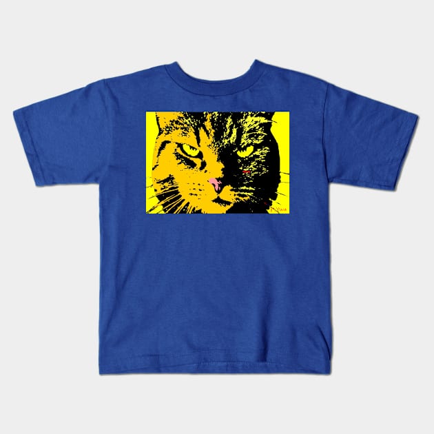 ANGRY CAT POP ART - ORANGE YELLOW BLACK Kids T-Shirt by NYWA-ART-PROJECT